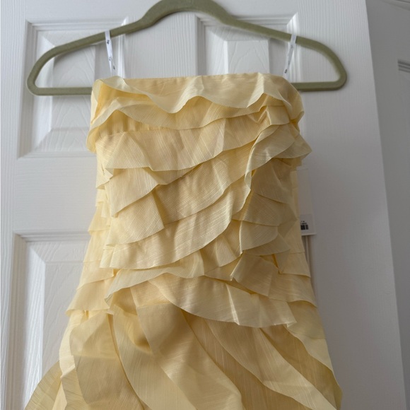Aje Allaire Strapless Ruffled Shirred Faille Gown Butter Yellow NEW with tag - Picture 4 of 10